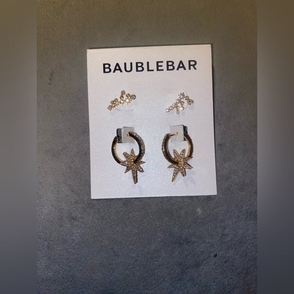 BaubleBar Gold Portia Star Stud & Huggie Star Earrings Set of 2 $58